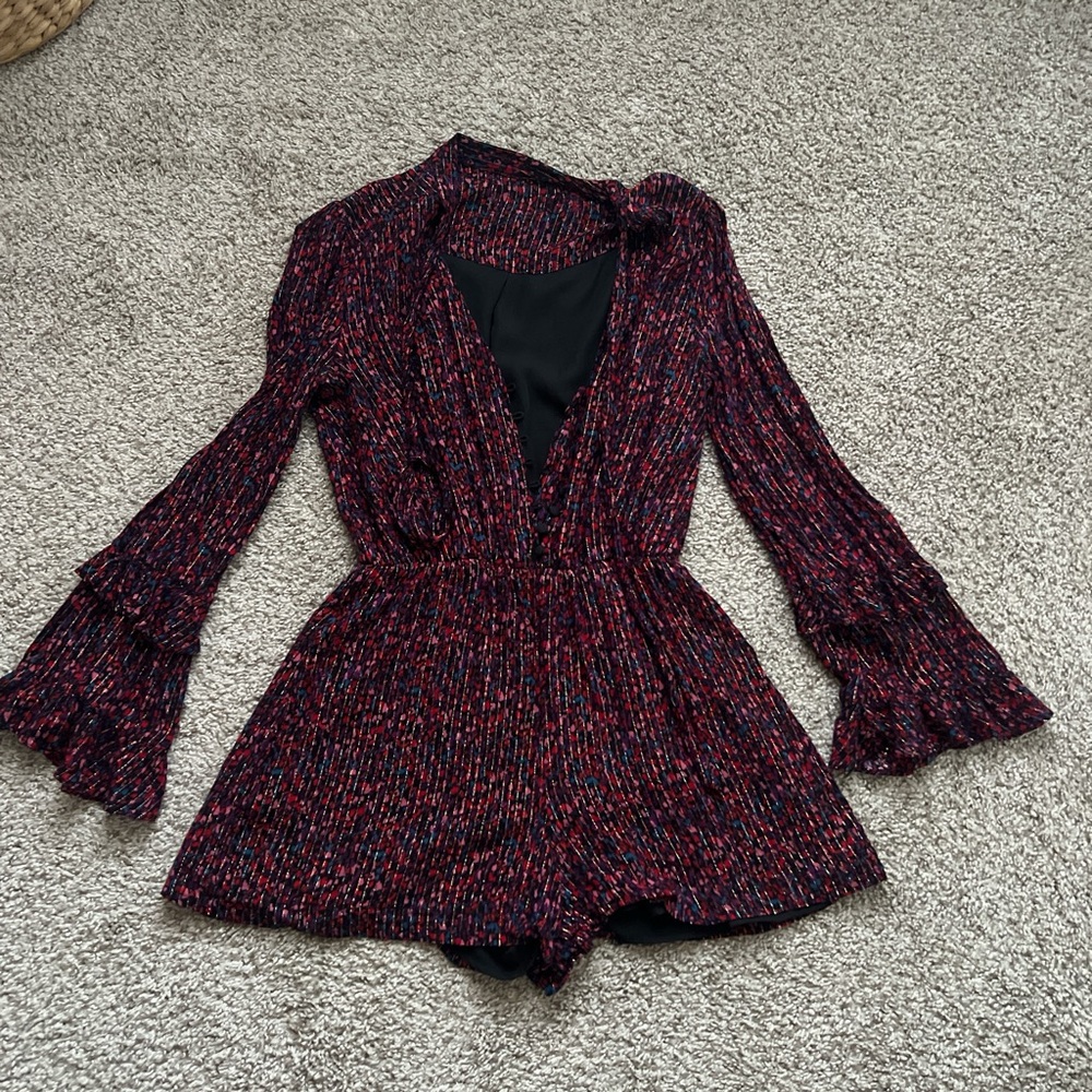 Pink, Red, Black, Gold Long Sleeve Romper